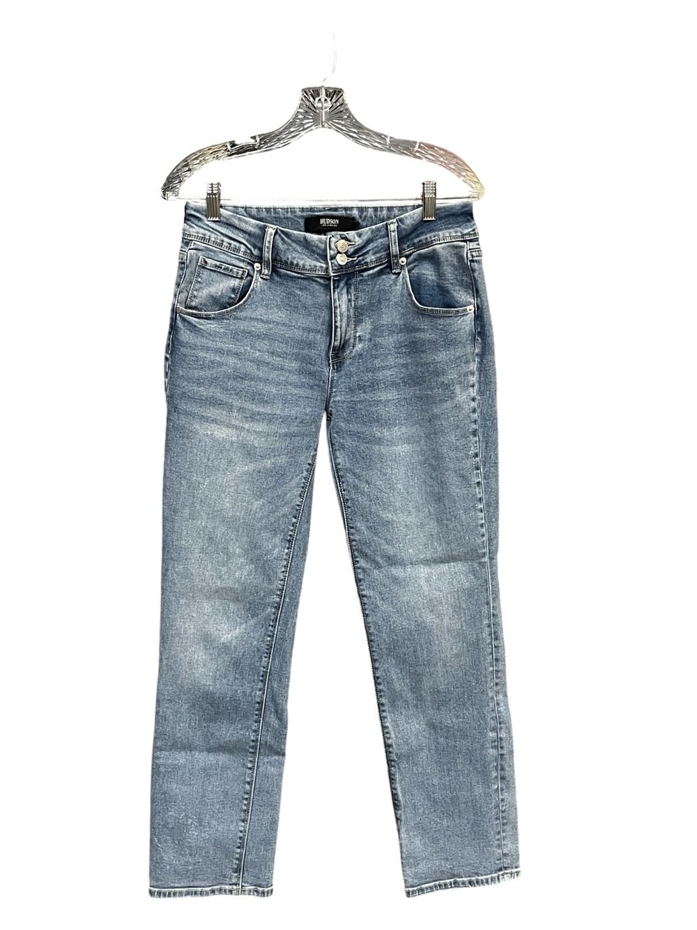 Hudson Los Angeles Ankle Straight Jeans Women 6 Blue Mid Rise Stretch